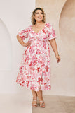 Eva Dress - Red Botanic, Monica The Label, women's plus size dresses