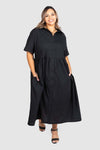Natalie Poplin Maxi Shirt Dress - Black, Love Your Wardrobe, women's plus size dresses