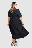 Natalie Poplin Maxi Shirt Dress - Black