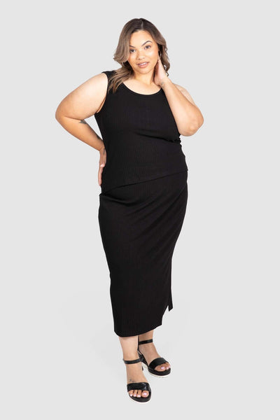 Arial Rib Tank - Black, Love Your Wardrobe, women's plus size tops