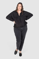 Iris Soft Placket Shirt - Black, Love Your Wardrobe, women's plus size shirts