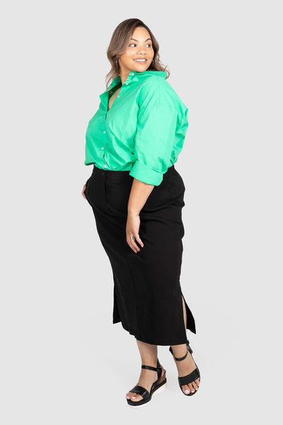 Tyra Bengaline Midi Skirt - Black, Love Your Wardrobe, women's plus size skirts
