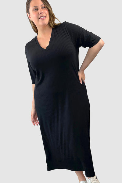 Jasmine Knit Column Dress - Black