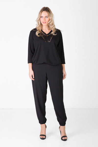 Flat Front Relaxed Pant - Black, Love Your Wardrobe, women's plus size pants
