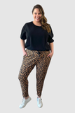 Taya Knit Leopard Pant - Animal Print, Love Your Wardrobe, women's plus size pants