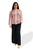 Primrose Pleated Blouse - Pink Snake Print, Monica The Label, women's plus size tops