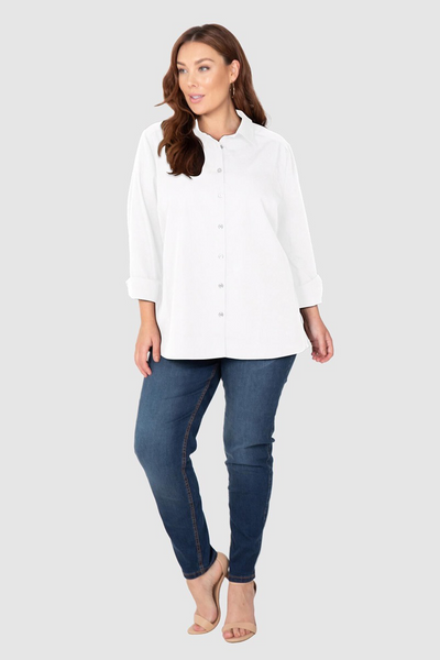 Cotton Overshirt - White, Love Your Wardrobe, women's plus size shirts