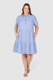 Bonnie Stripe Cotton Shirt Dress - Blue/White, Love Your Wardrobe, women's plus size dresses