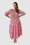 Zali Shirred Bodice Dress - Pink/White Floral, Love Your Wardrobe, women's plus size dresses