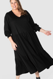 Maya Knit Tiered Maxi Dress - Black