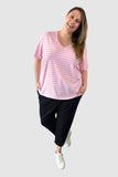 Cassie Stripe Tee - Pink / White, Love Your Wardrobe, women's plus size tops