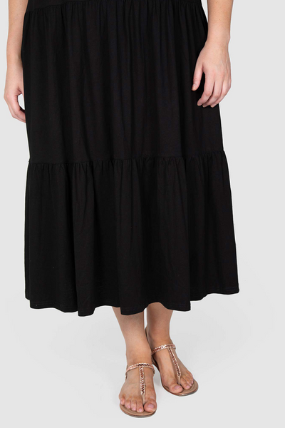Lana Knit Tiered Dress - Black