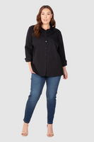 Cotton Overshirt - Black, Love Your Wardrobe, women's plus size shirts