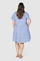Bonnie Stripe Cotton Shirt Dress - Blue/White