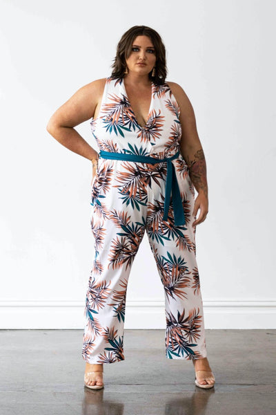 Miami Jumpsuit - Palm Leaf Print, Monica The Label, women's plus size jumpsuit