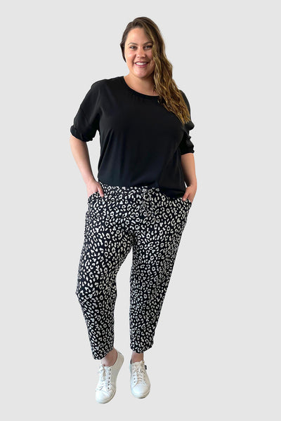 Becky Woven Monotone Print Pant - Animal Print, Love Your Wardrobe, women's plus size pants