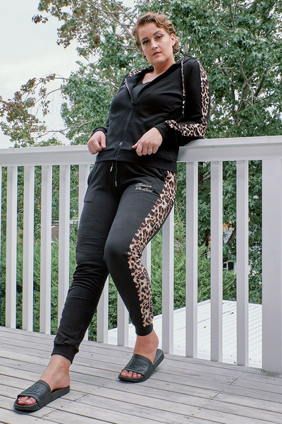 Sassy Tracksuit - Jacket and Pant Separates - Black Leopard, Monica The Label, women's plus size tracksuits